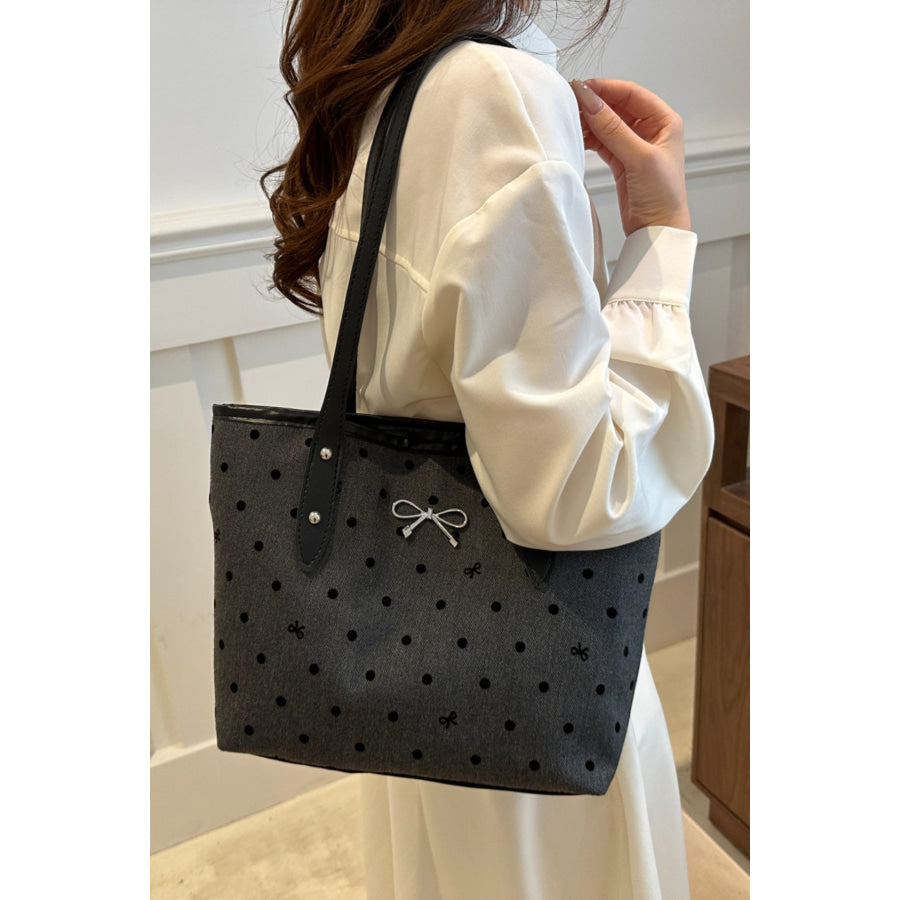 Bow Trim Polyester Tote Bag Apparel and Accessories