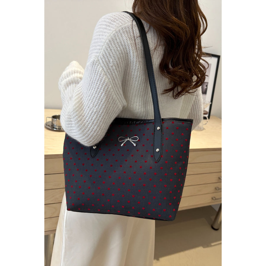 Bow Trim Polyester Tote Bag Apparel and Accessories