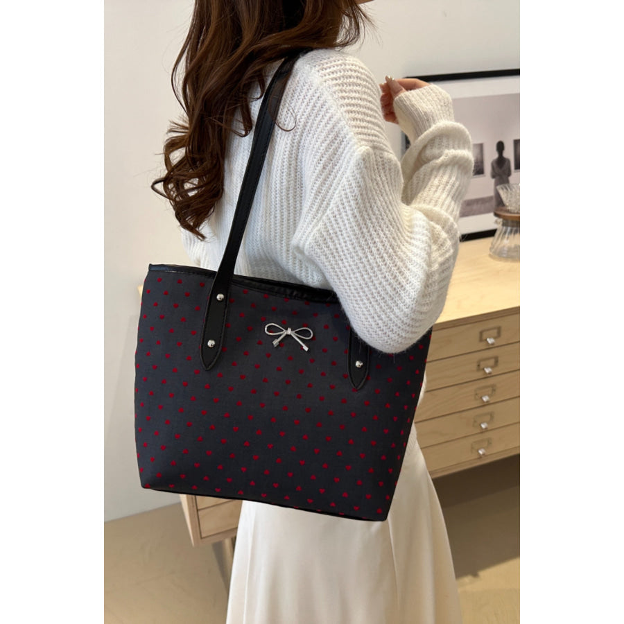 Bow Trim Polyester Tote Bag Apparel and Accessories