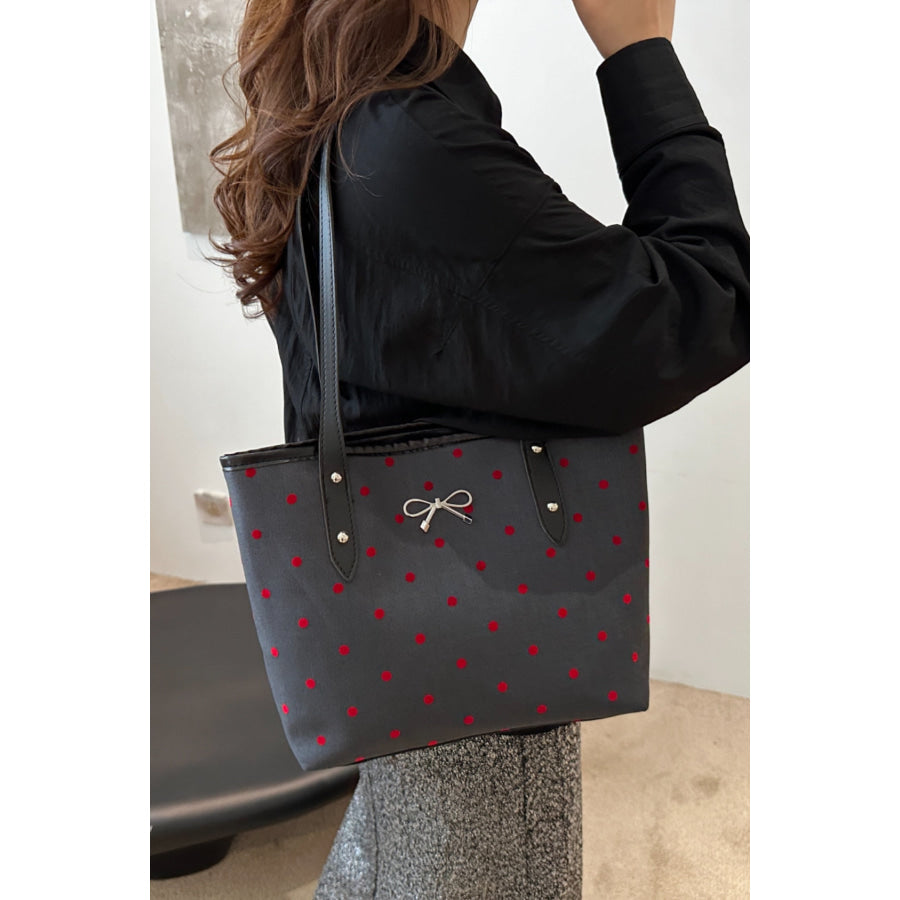 Bow Trim Polyester Tote Bag Apparel and Accessories