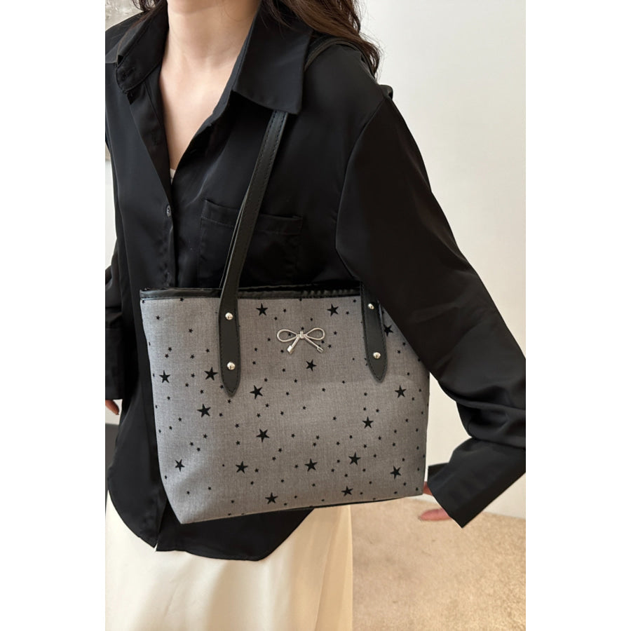 Bow Trim Polyester Tote Bag Apparel and Accessories