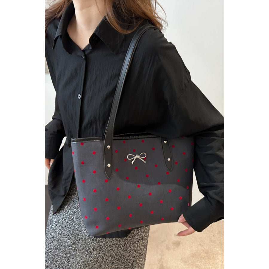 Bow Trim Polyester Tote Bag Apparel and Accessories