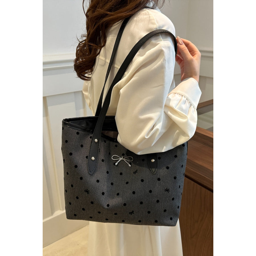 Bow Trim Polyester Tote Bag Apparel and Accessories