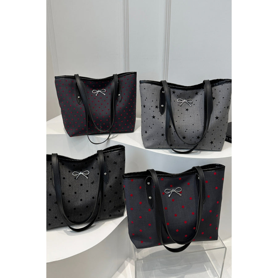 Bow Trim Polyester Tote Bag Apparel and Accessories