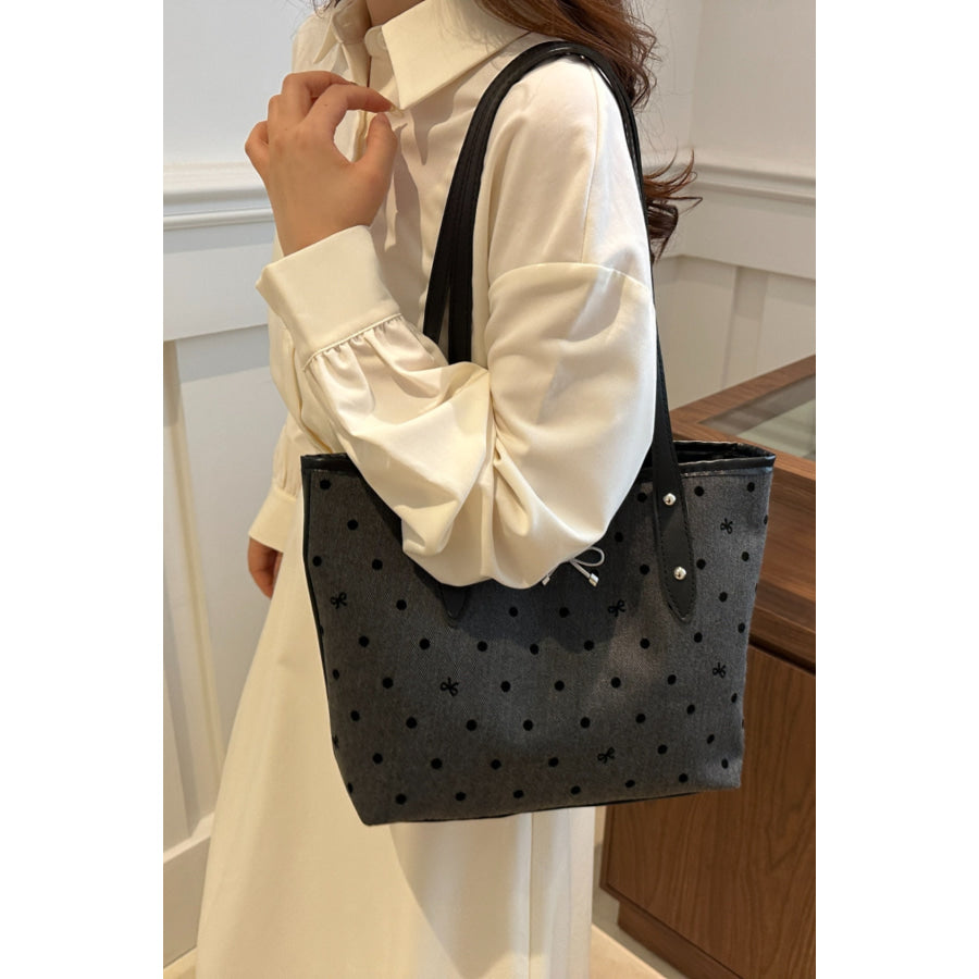 Bow Trim Polyester Tote Bag Apparel and Accessories