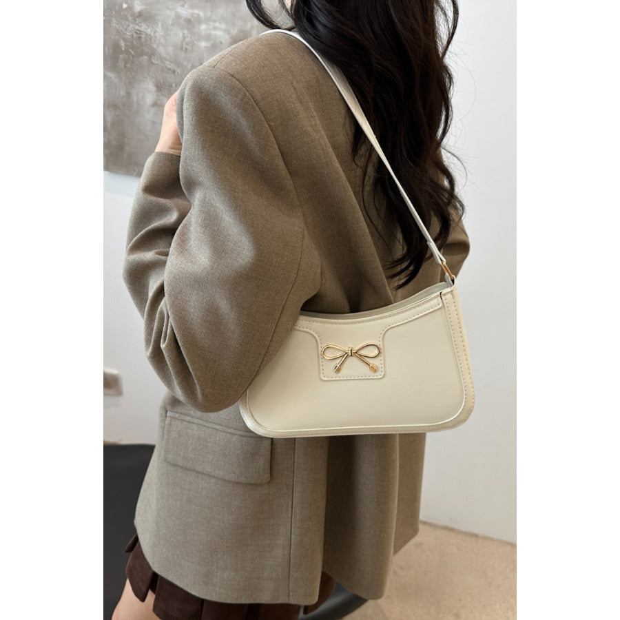 Bow Trim PU Leather Shoulder Bag Apparel and Accessories