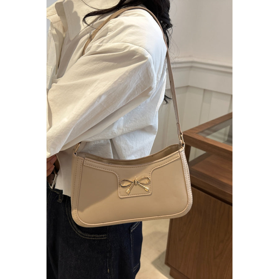 Bow Trim PU Leather Shoulder Bag Apparel and Accessories