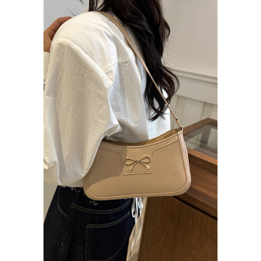 Bow Trim PU Leather Shoulder Bag Apparel and Accessories