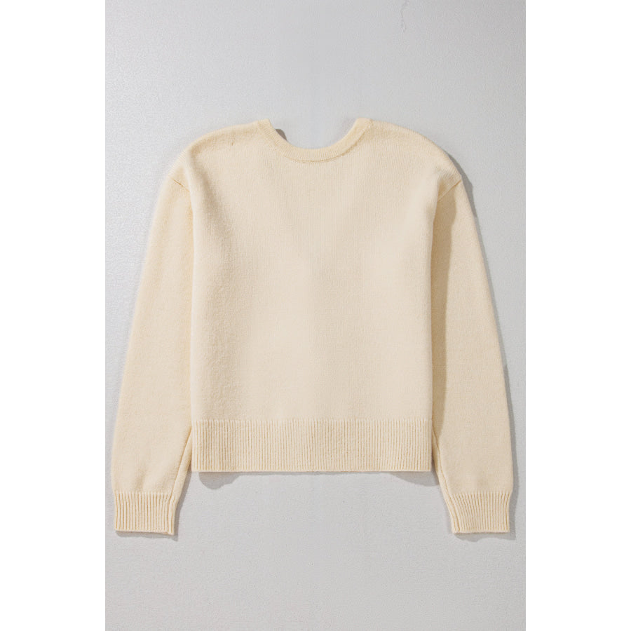 Bowknot Front V Neck Long Sleeve Cardigan Apparel and Accessories