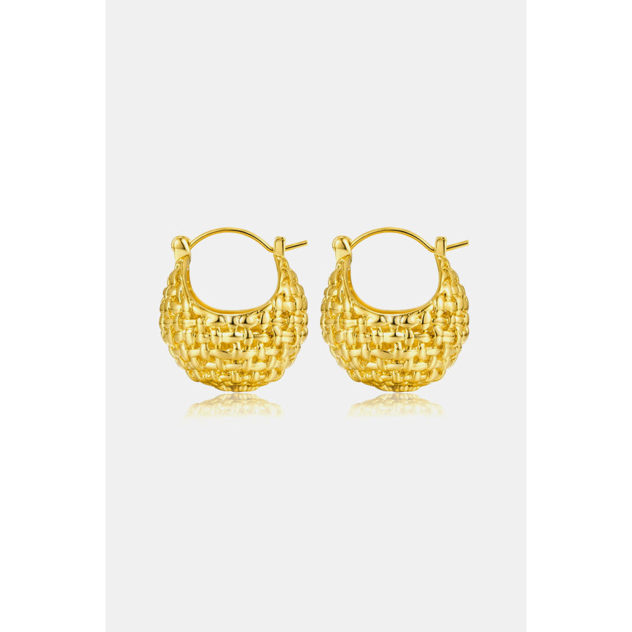 Braided Basket Metal Hoop Earrings Gold / One Size Apparel and Accessories