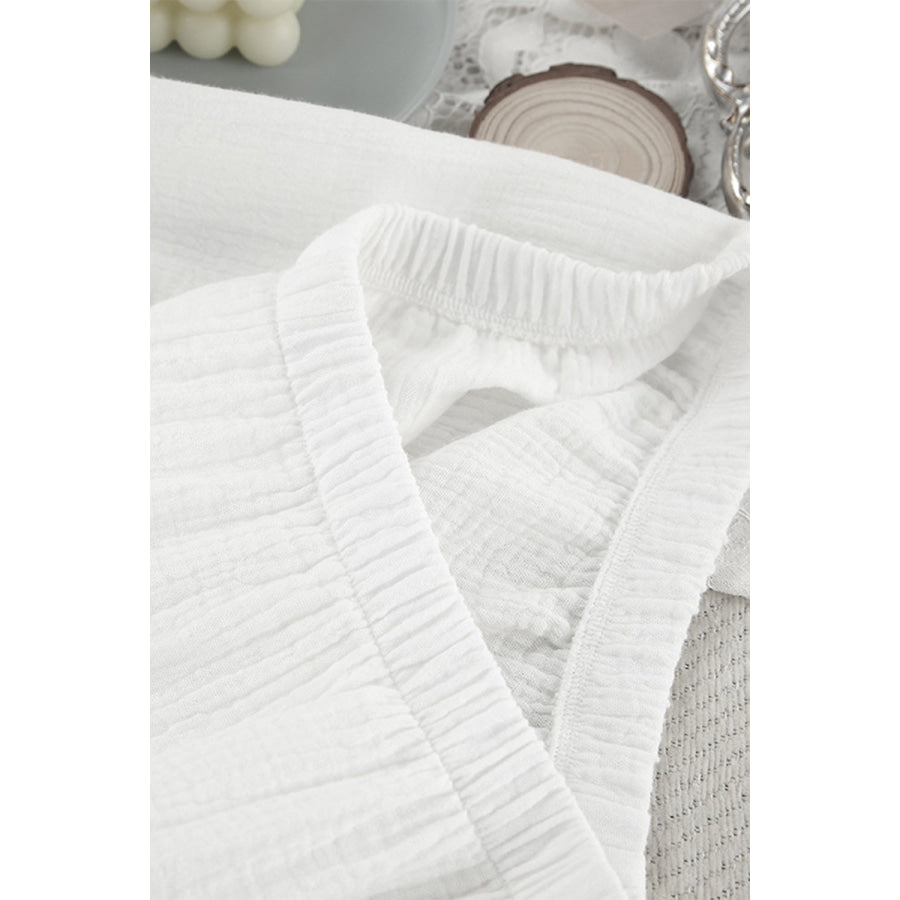 Breathable Ruffled V-Neck Long Sleeve Top and Pants Set Apparel and Accessories