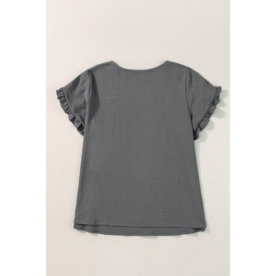 Bright Pink Ruffled Short Sleeve Plus Size Top Plus Size/Plus Size Tops/Plus Size Tops & Tees