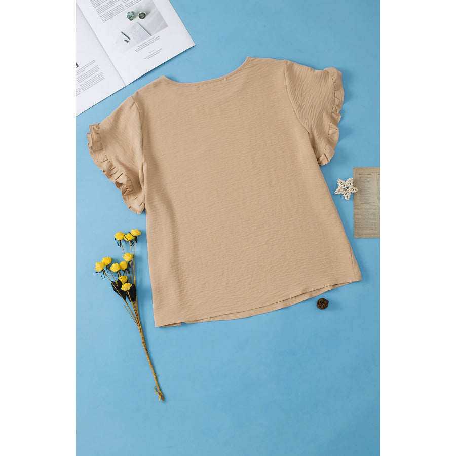 Bright Pink Ruffled Short Sleeve Plus Size Top Plus Size/Plus Size Tops/Plus Size Tops & Tees