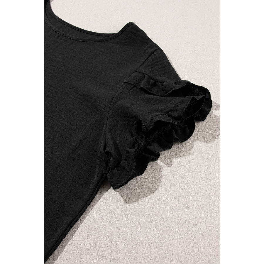 Bright Pink Ruffled Short Sleeve Plus Size Top Plus Size/Plus Size Tops/Plus Size Tops & Tees