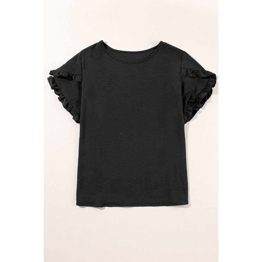 Bright Pink Ruffled Short Sleeve Plus Size Top Plus Size/Plus Size Tops/Plus Size Tops & Tees