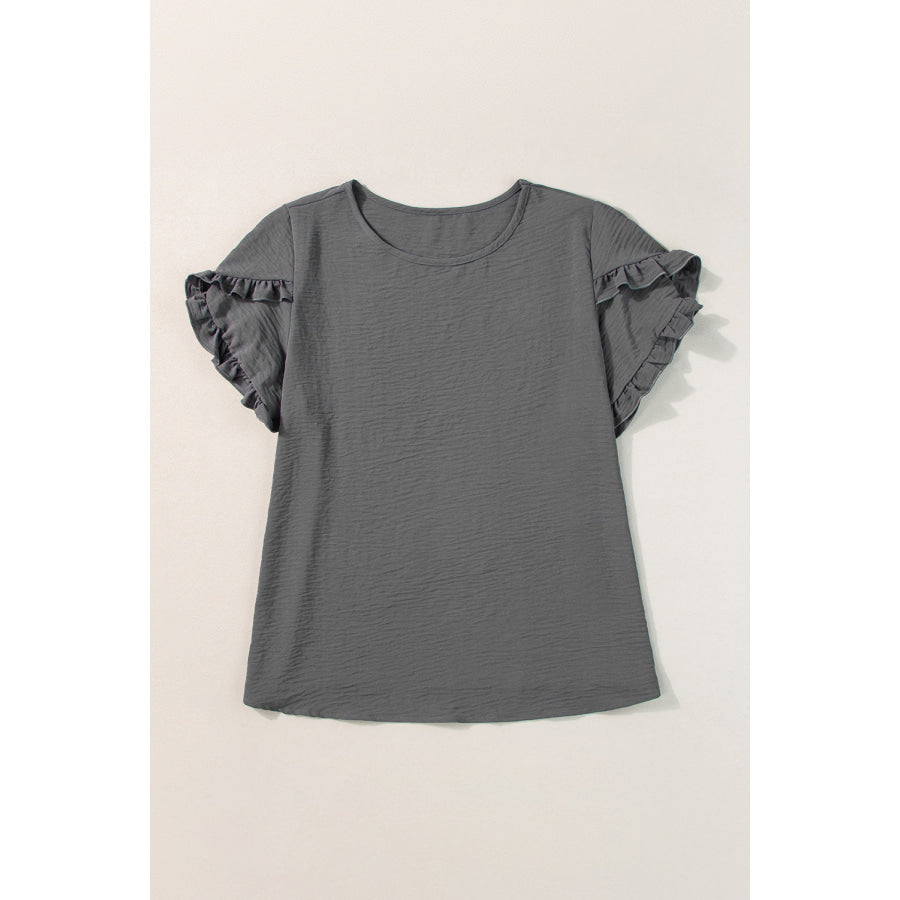 Bright Pink Ruffled Short Sleeve Plus Size Top Plus Size/Plus Size Tops/Plus Size Tops & Tees