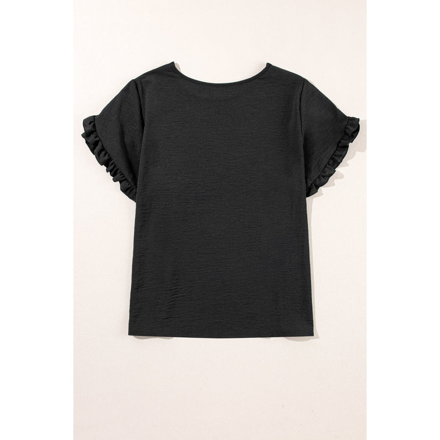 Bright Pink Ruffled Short Sleeve Plus Size Top Plus Size/Plus Size Tops/Plus Size Tops & Tees