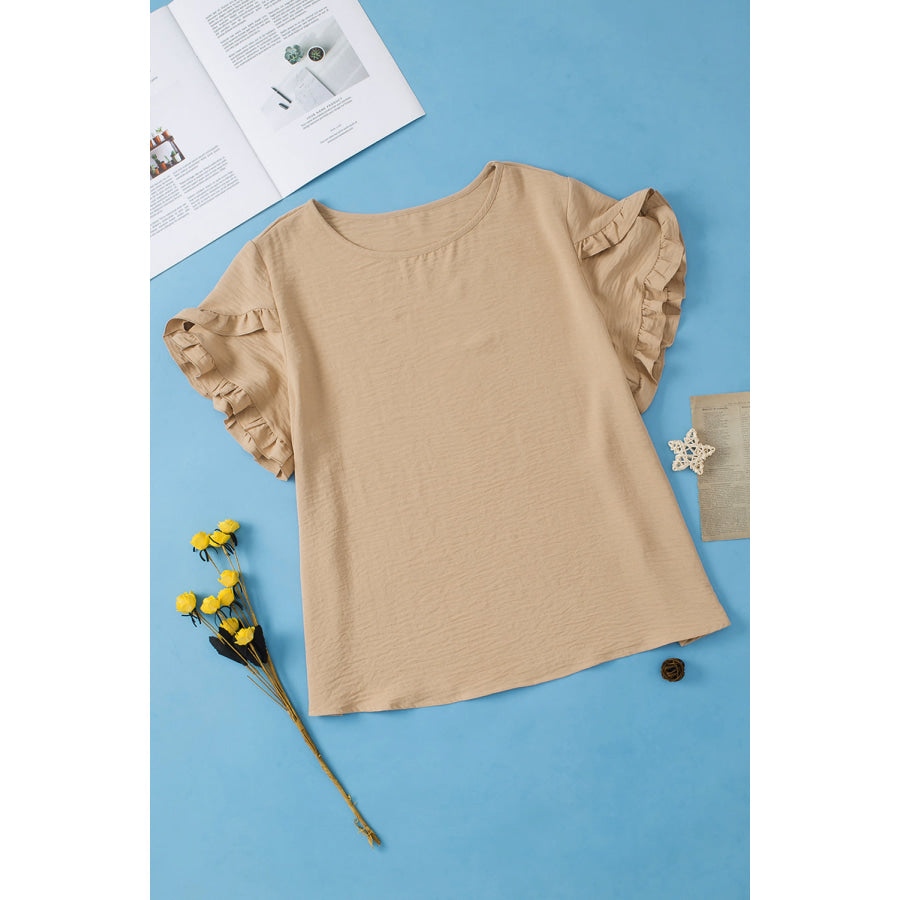 Bright Pink Ruffled Short Sleeve Plus Size Top Plus Size/Plus Size Tops/Plus Size Tops & Tees