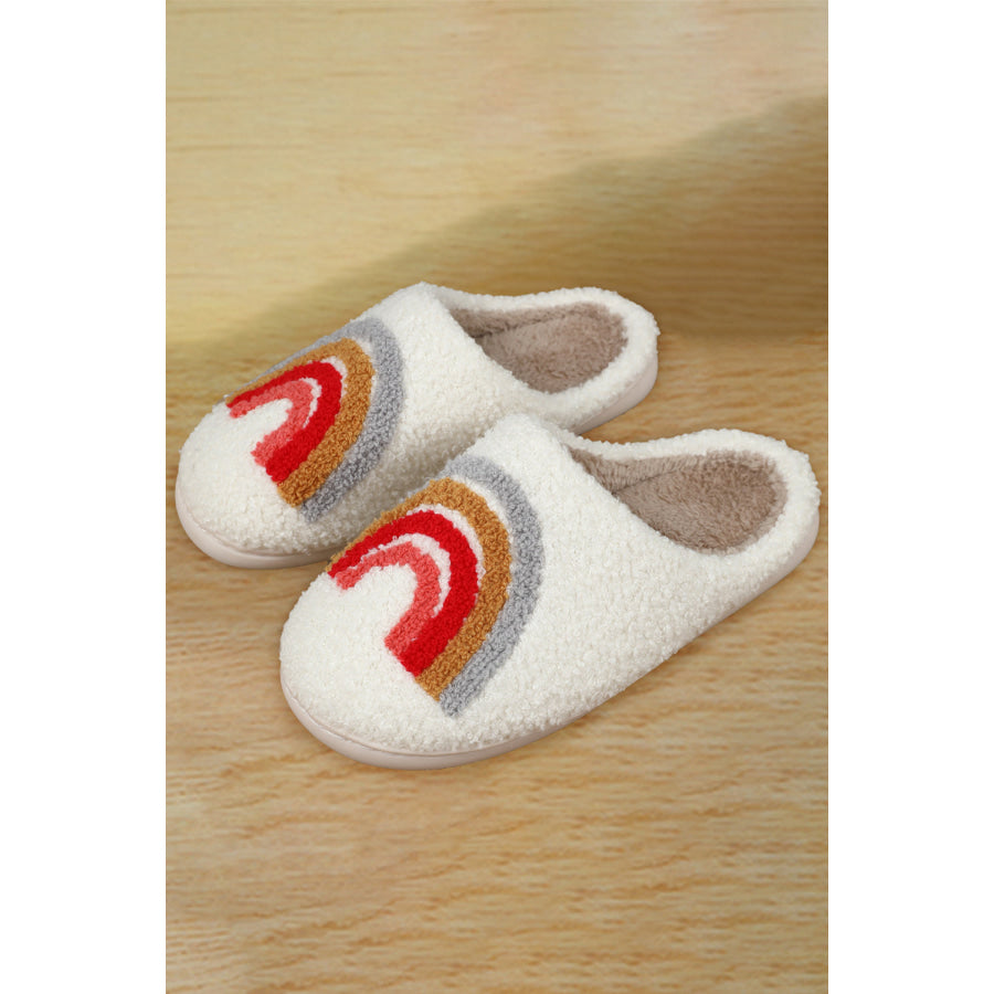 Bright White Rainbow Plush Winter Home Slippers Shoes & Bags/Slippers