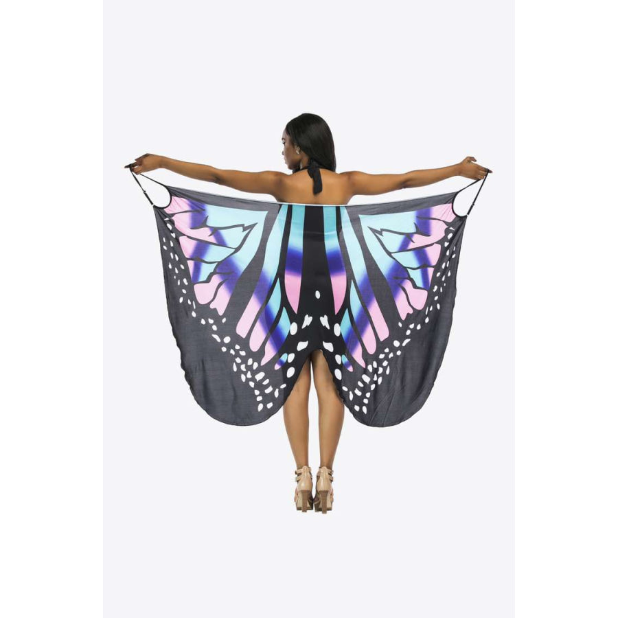 Butterfly Spaghetti Strap Cover Up Blue / One Size Apparel and Accessories