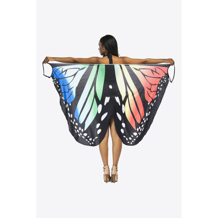 Butterfly Spaghetti Strap Cover Up Red / One Size Apparel and Accessories