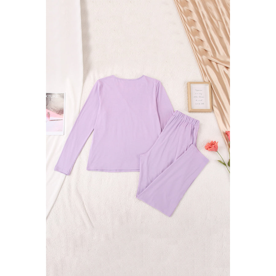 Buttery-Soft Surplice Long Sleeve Top and Pants Set Apparel and Accessories