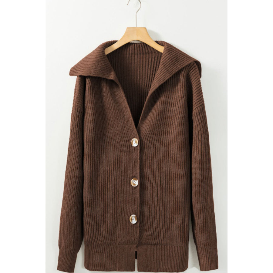 Button Down Collared Neck Cardigan Apparel and Accessories