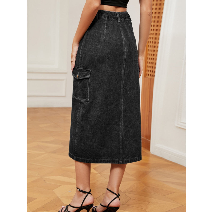 Button Down Denim Skirt