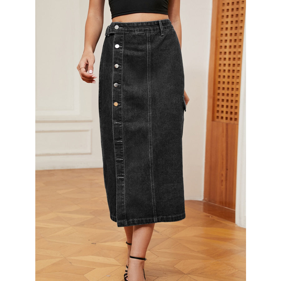 Button Down Denim Skirt