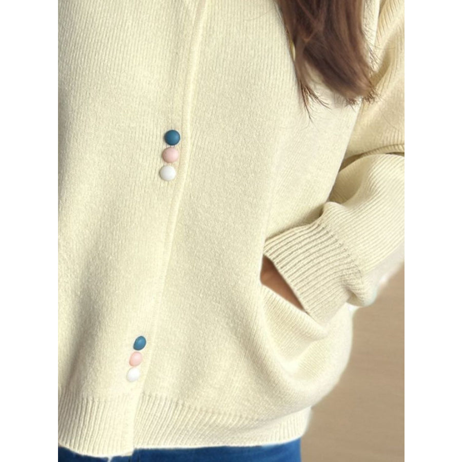 Button Down Long Sleeve Cardigan with Pockets Apparel and Accessories