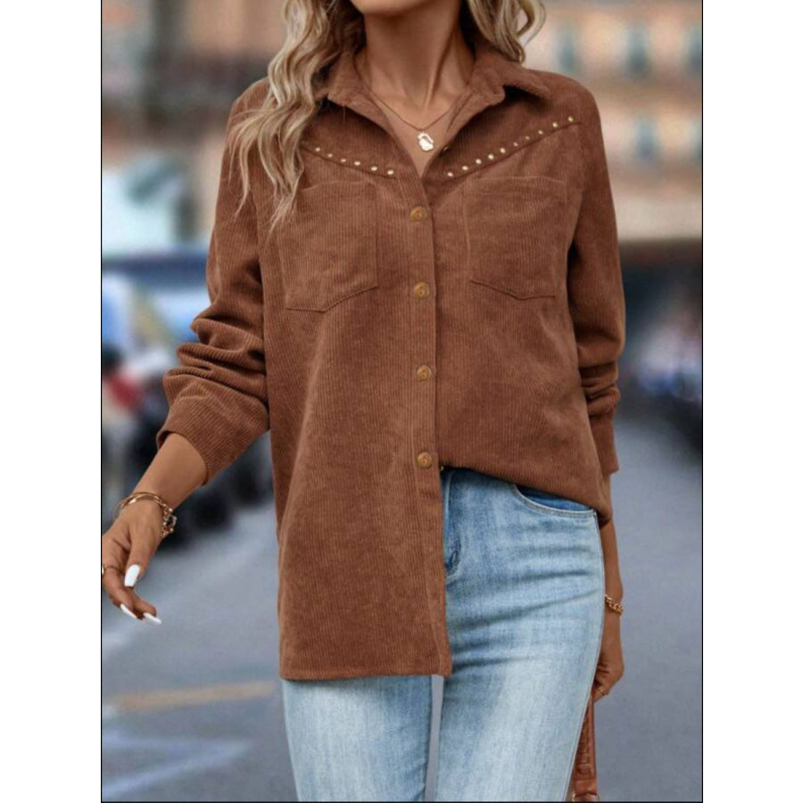 Button Down Long Sleeve Shacket Apparel and Accessories