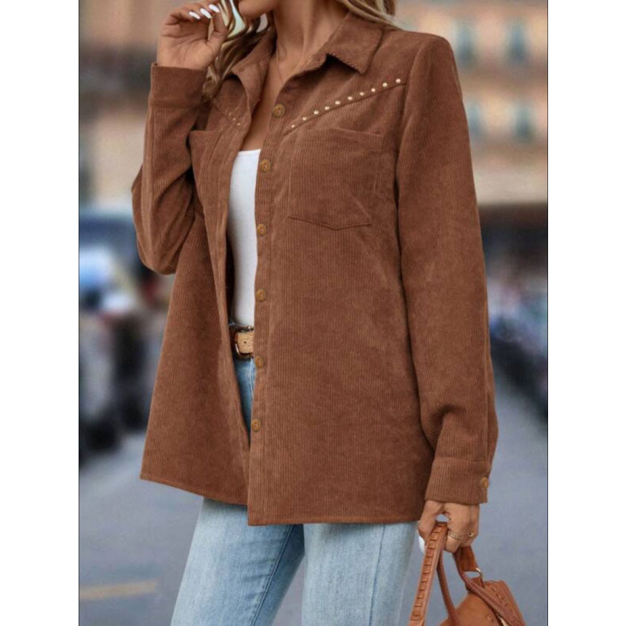 Button Down Long Sleeve Shacket Apparel and Accessories