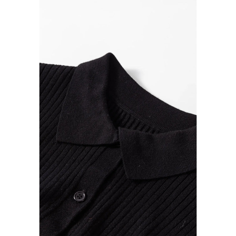 Button Up Collared Neck Cardigan Apparel and Accessories