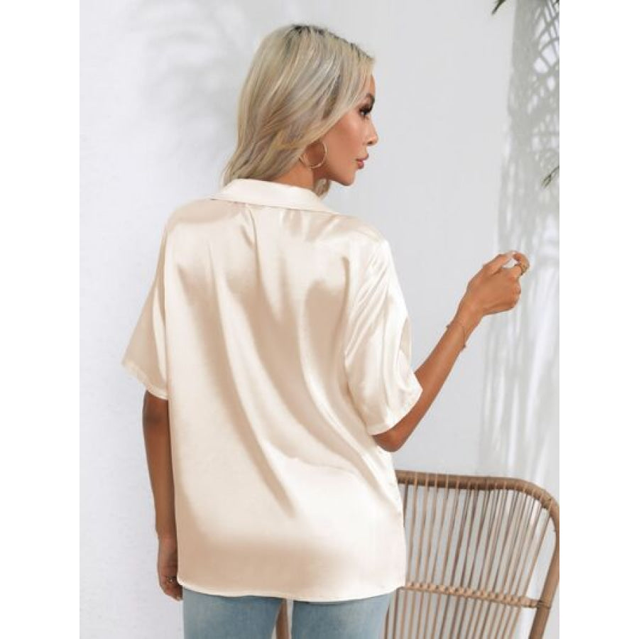 Button Up Collared Neck Shirt Clothing