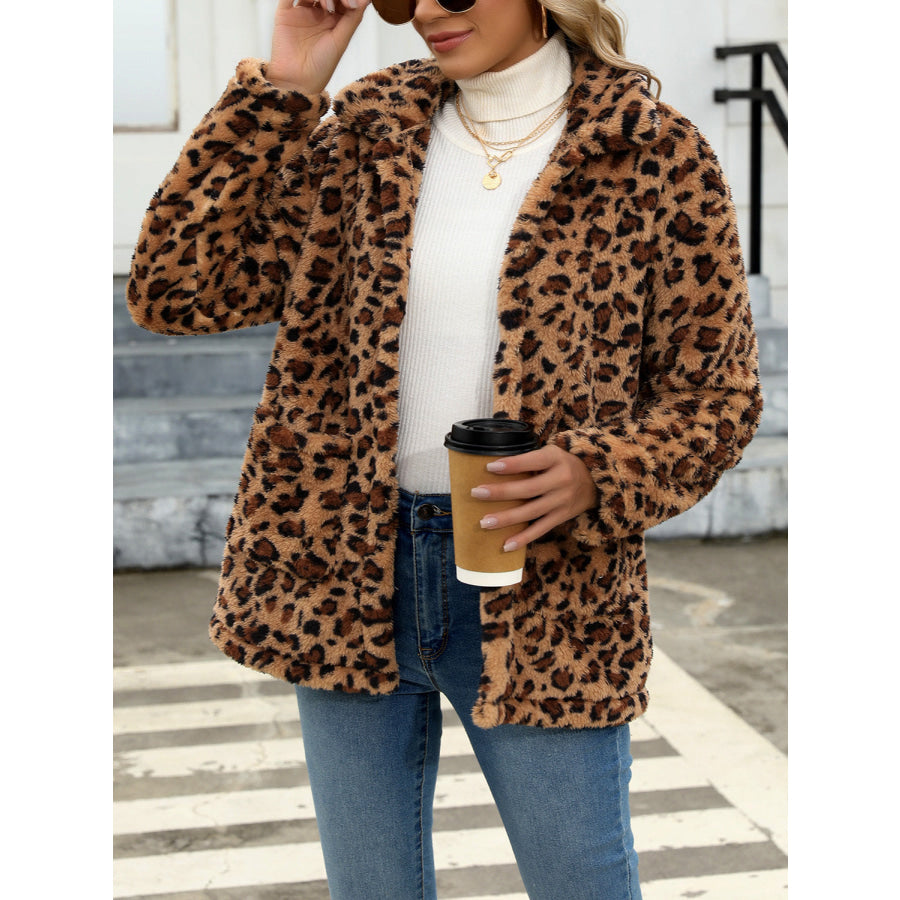 Button Up Drop Shoulder Fuzzy Jacket Apparel and Accessories