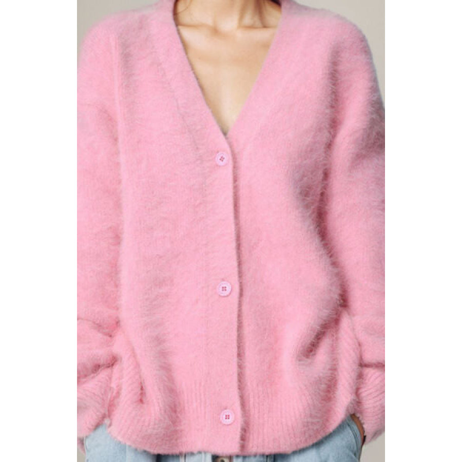Button Up Dropped Shoulder Cardigan Apparel and Accessories