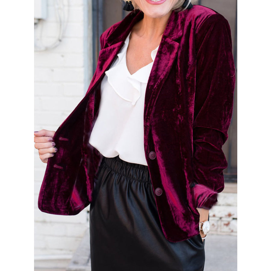 Button Up Lapel Collar Blazer Apparel and Accessories