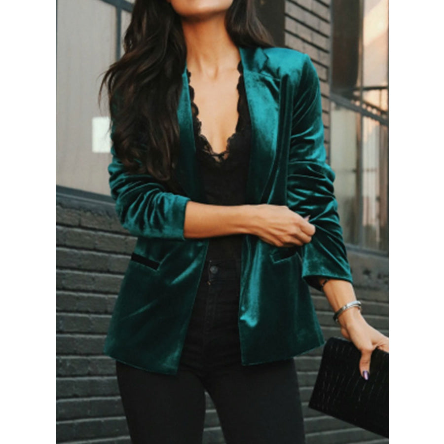 Button Up Lapel Collar Blazer Apparel and Accessories