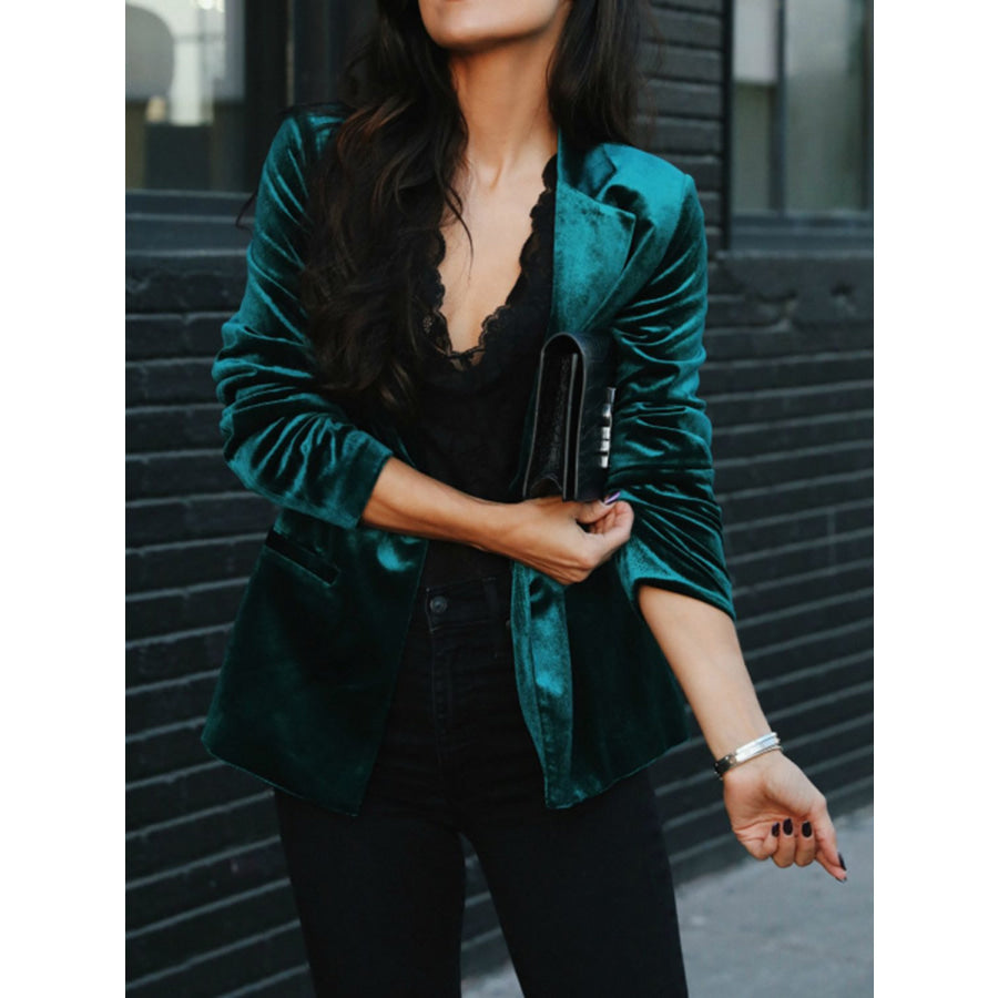 Button Up Lapel Collar Blazer Apparel and Accessories