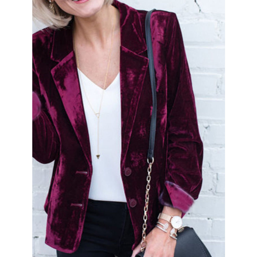 Button Up Lapel Collar Blazer Apparel and Accessories