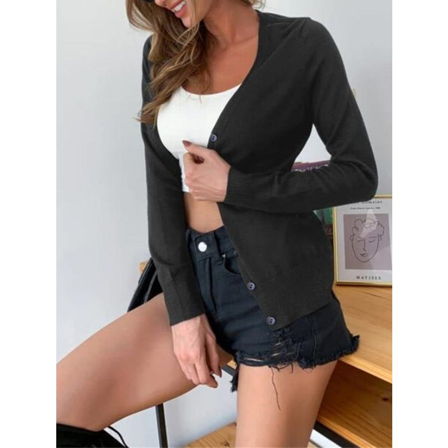 Button Up Long Sleeve Cardigan Apparel and Accessories