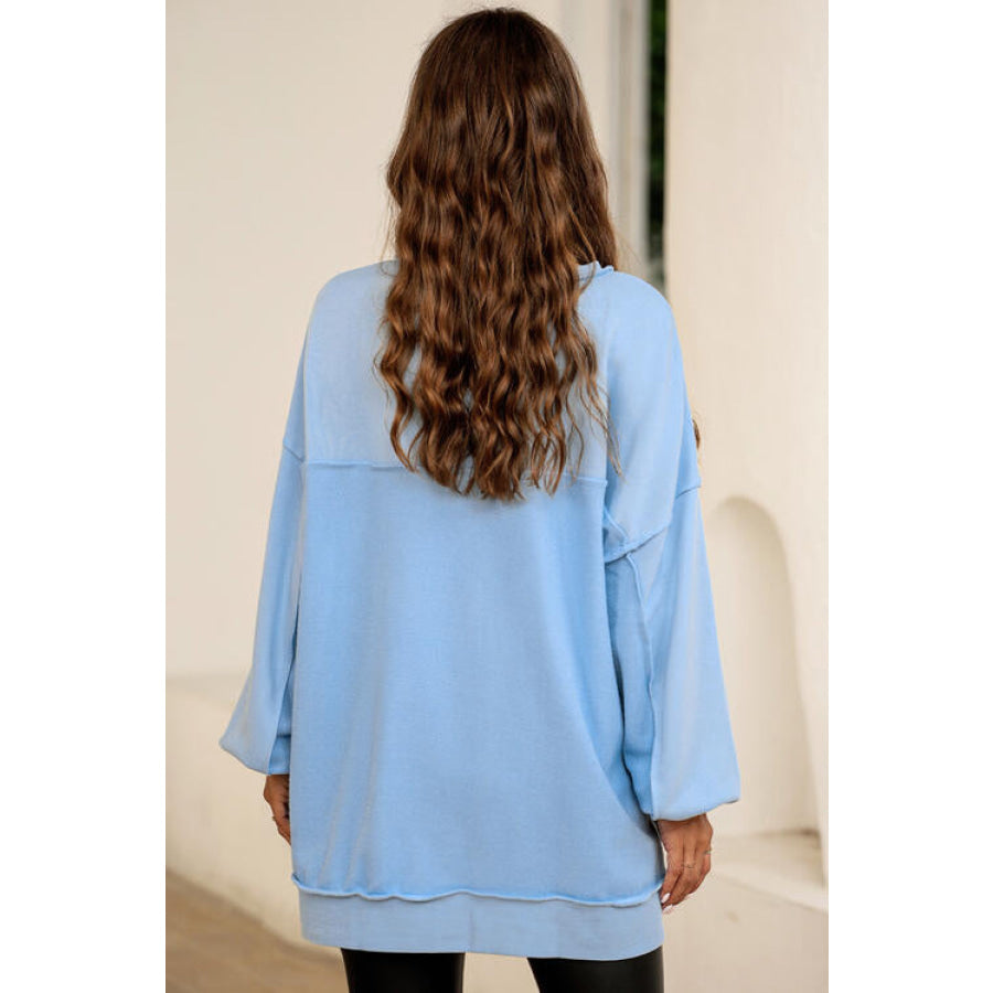 Buttoned Dropped Shoulder Sweatshirt Shirts & Tops