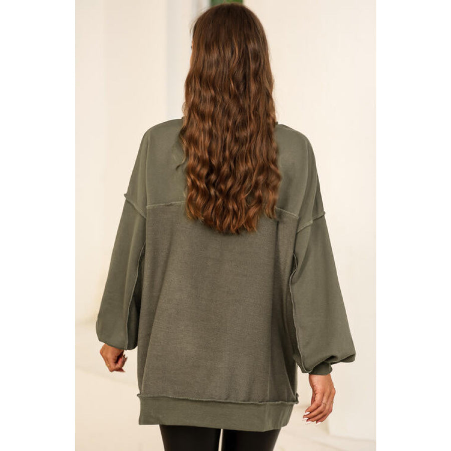 Buttoned Dropped Shoulder Sweatshirt Shirts & Tops