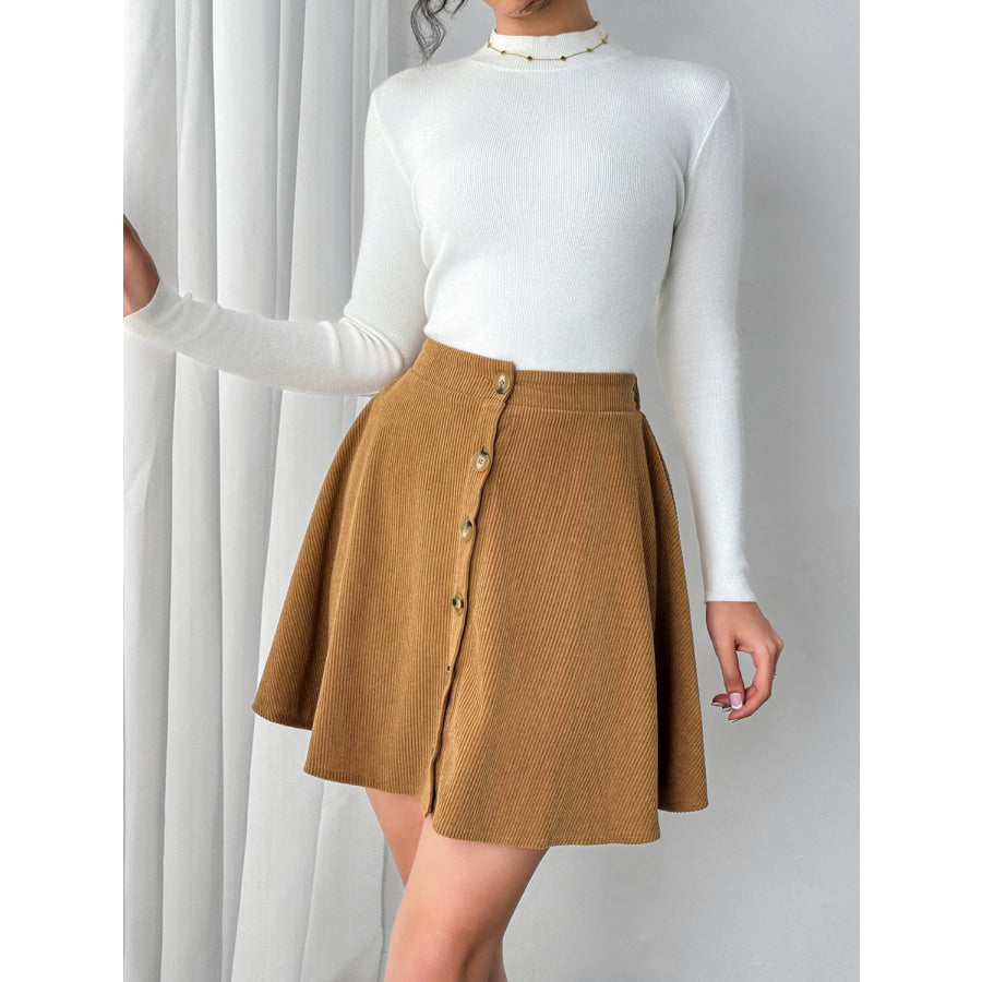 Buttoned Mini Skirt Apparel and Accessories