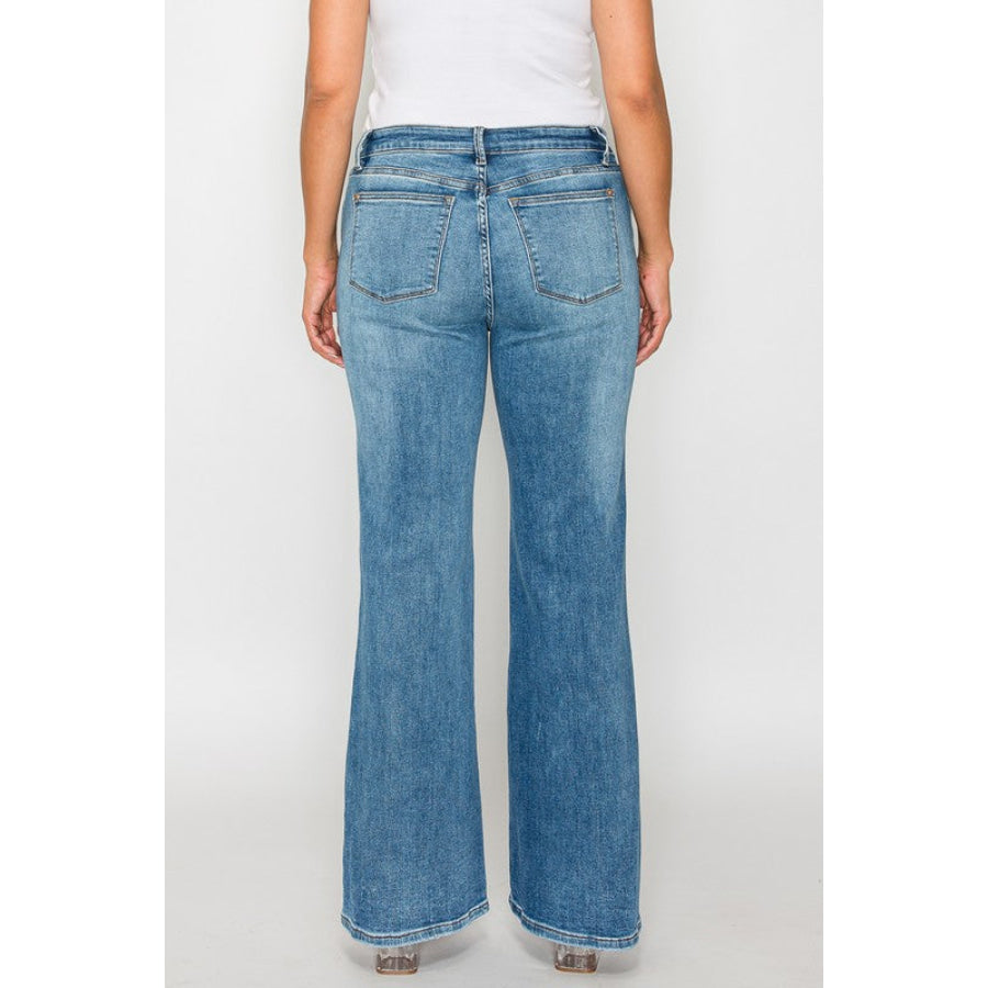 bytos Full Size Cat’s Whiskers Mid Rise Bootcut Jeans Apparel and Accessories