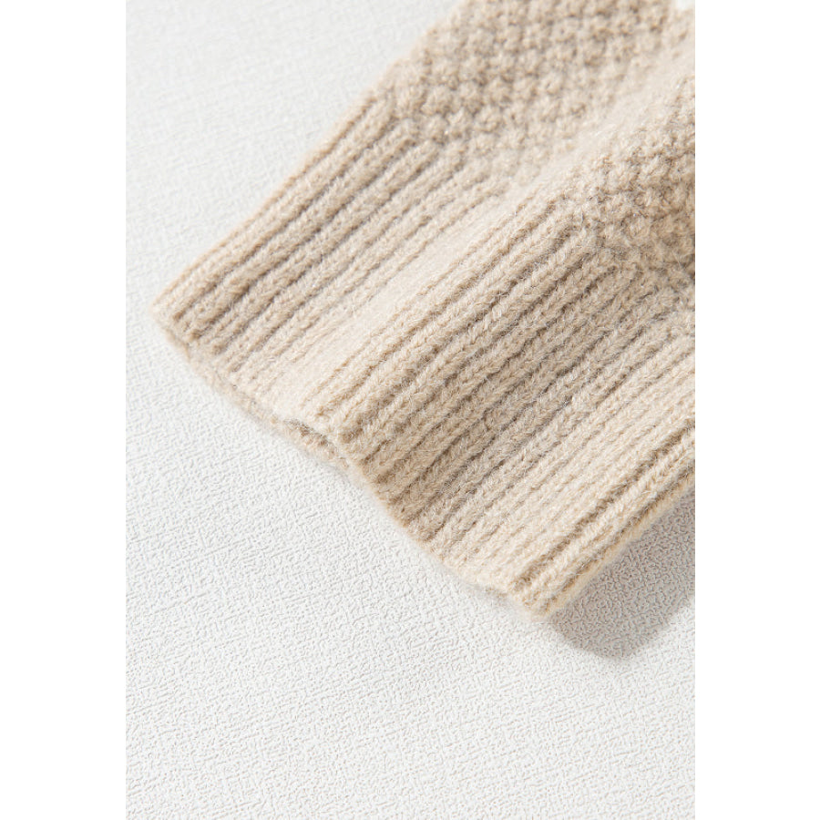 Cable-Knit Color Block Round Neck Sweater Apparel and Accessories