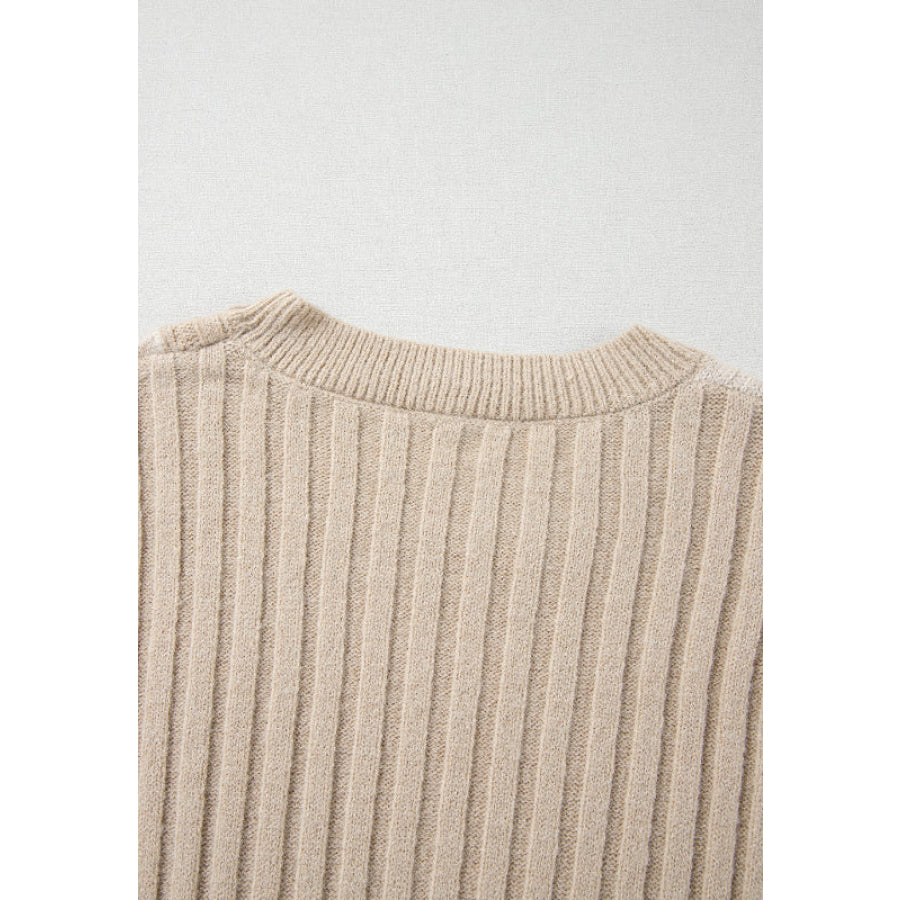 Cable-Knit Color Block Round Neck Sweater Apparel and Accessories