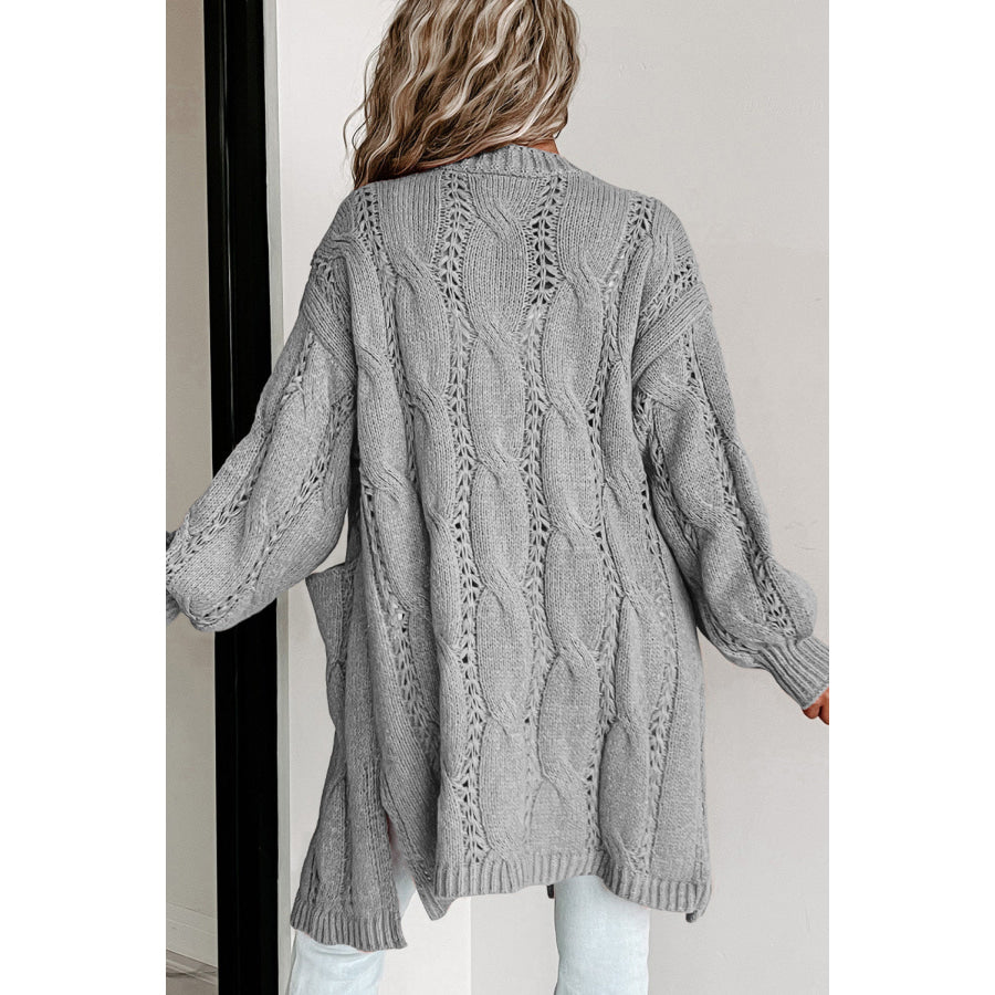 Cable-Knit Dropped Shoulder Cardigan