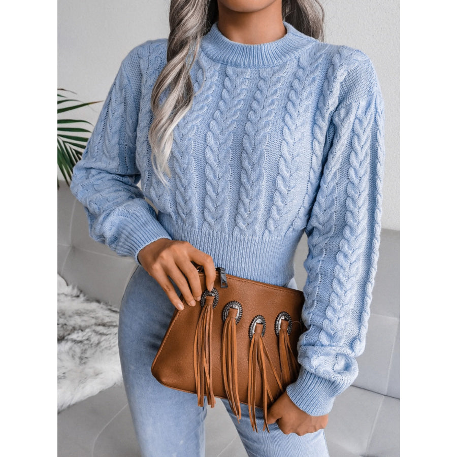 Cable-Knit Round Neck Sweater Apparel and Accessories