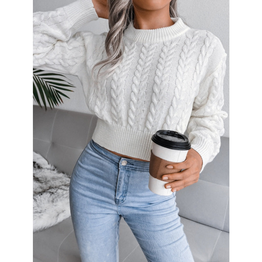 Cable-Knit Round Neck Sweater Apparel and Accessories